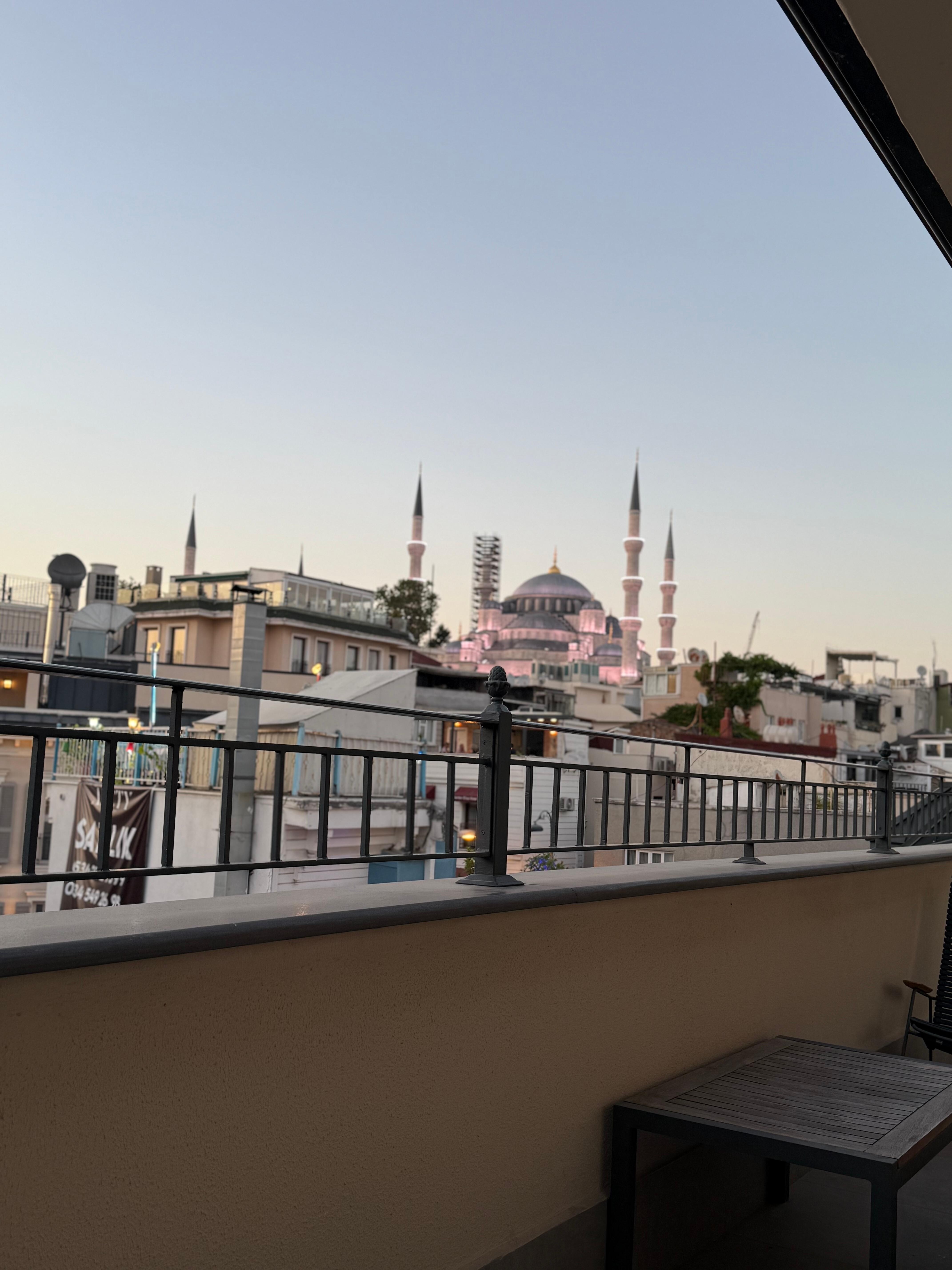 Balcony with view of Blue Mosque.