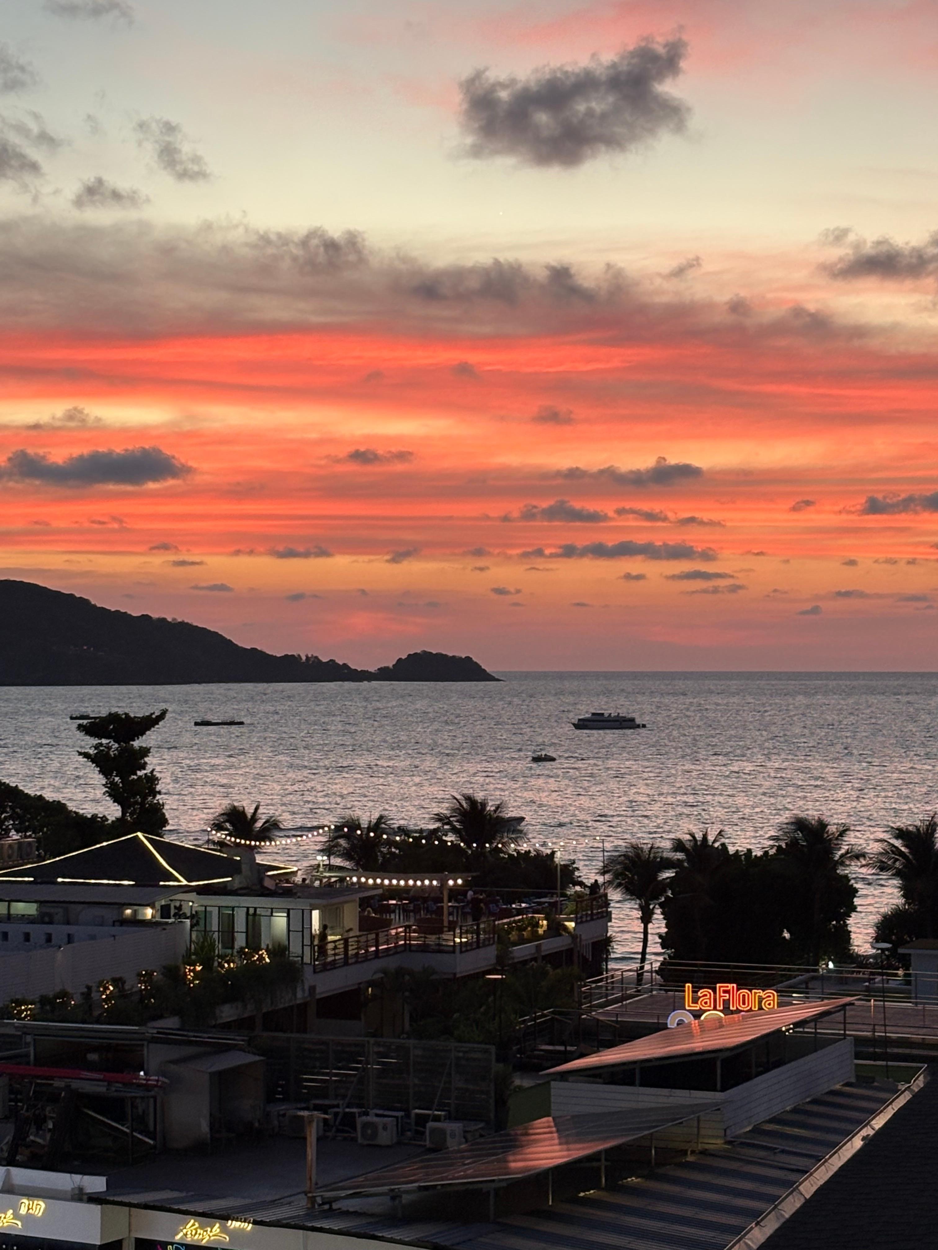 Sunset view from rooftop pool