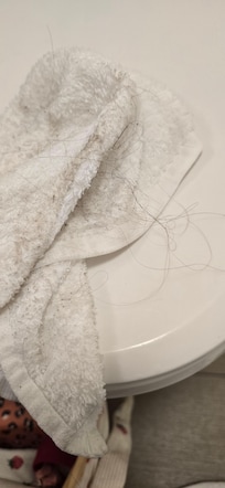 Hair that was all over the bathroom floor/tub shower