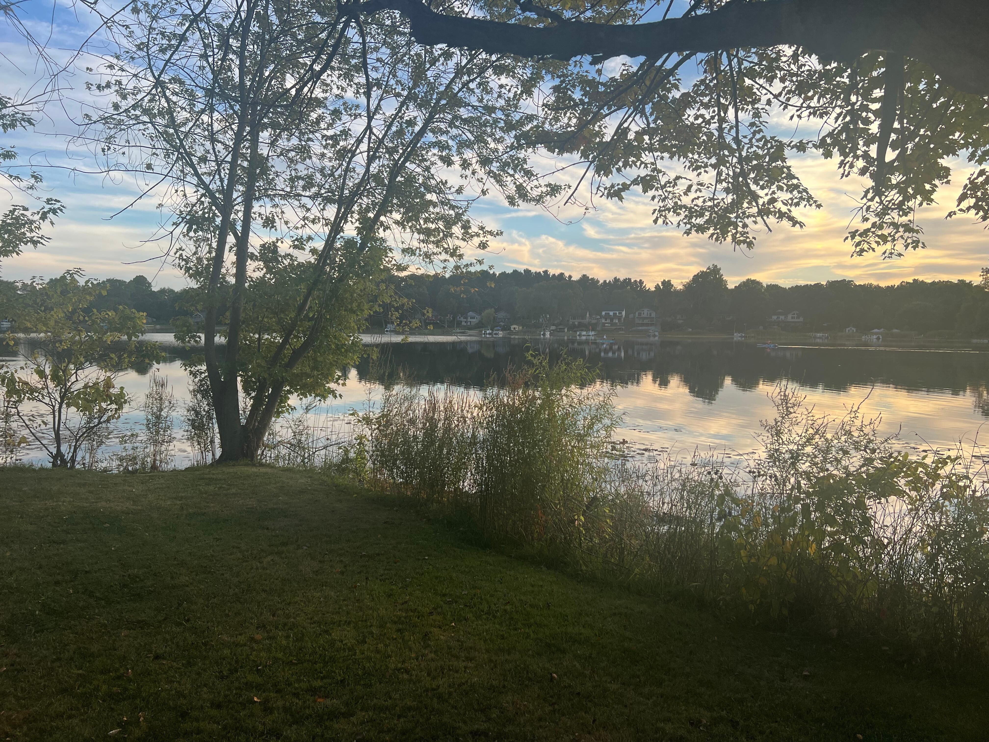 From the patio area  looking at lake. 
