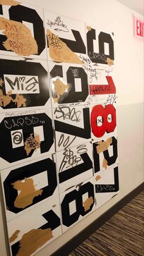 Vandalized "artwork" in the hallways