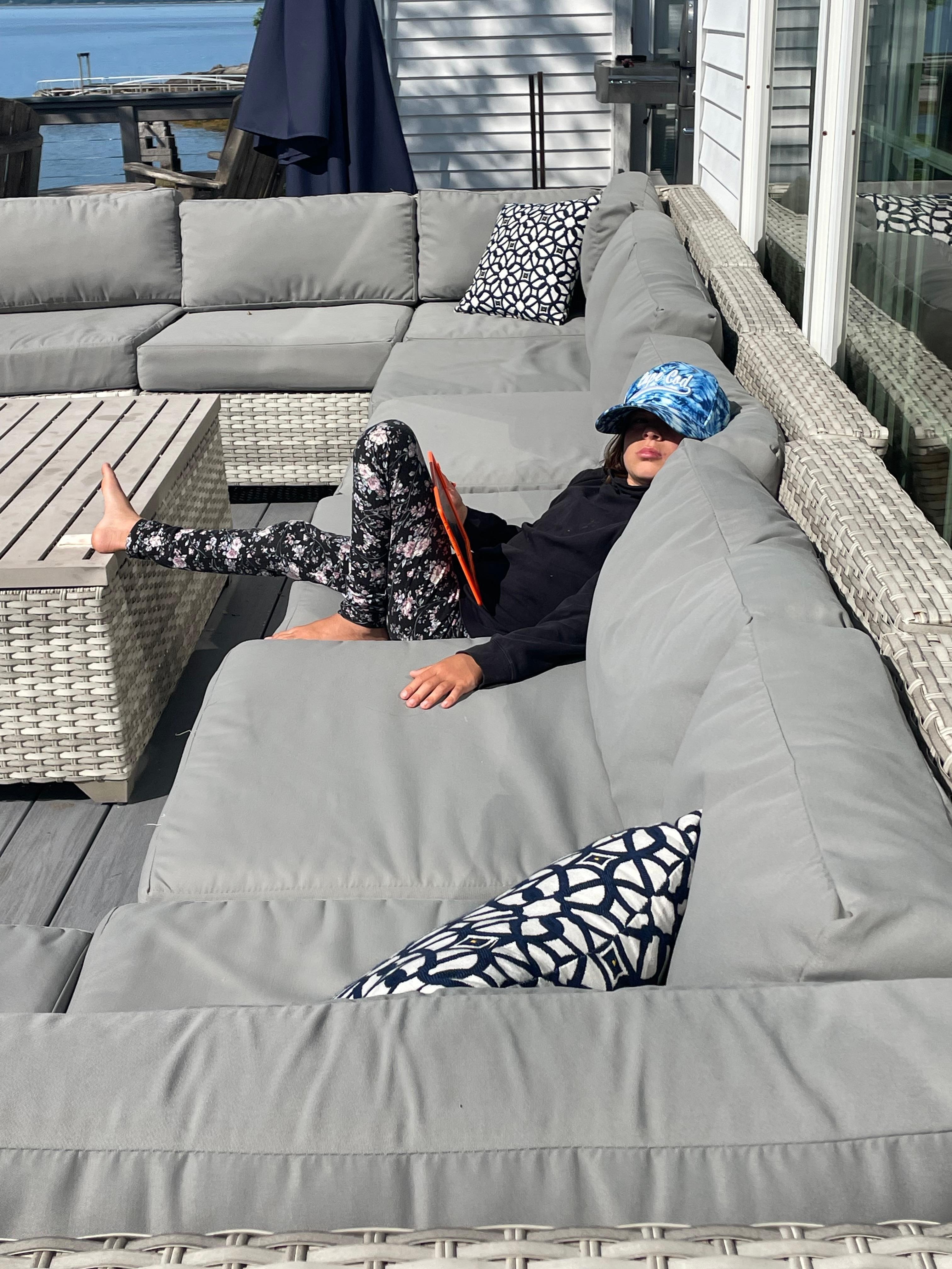 Lounging on the deck. 