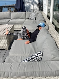 Lounging on the deck.