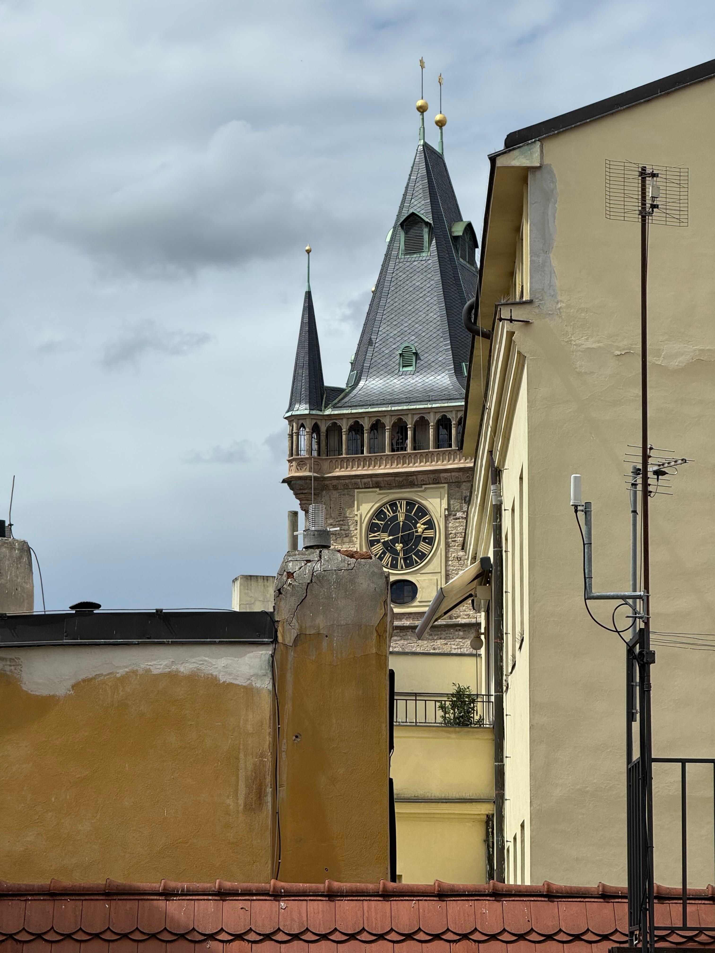 View out the window of the clock tower.