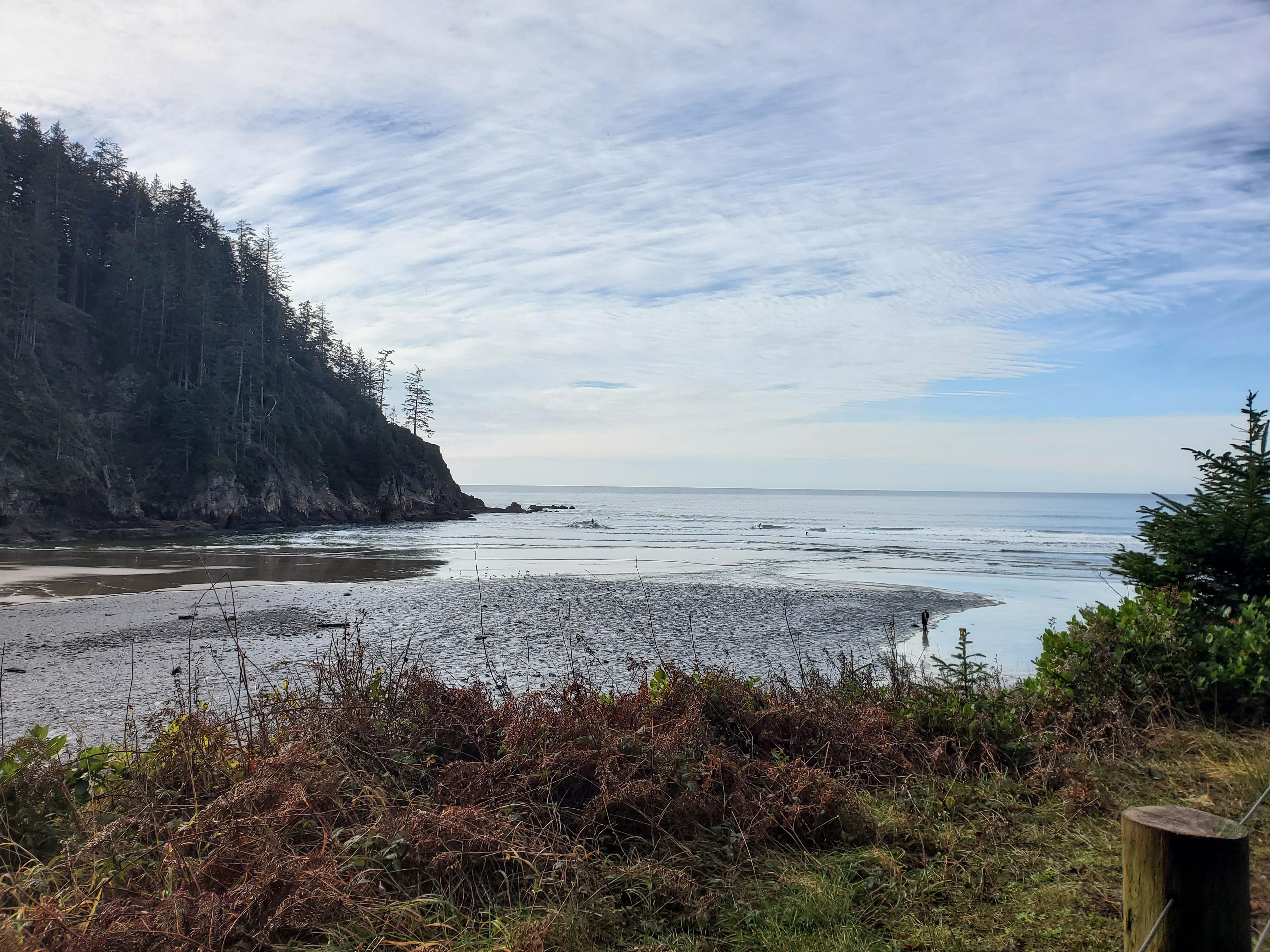 Short Sand Beach, a few miles away. A short hike through a forest opening up to a beautiful sandy beach, popular with surfers. 