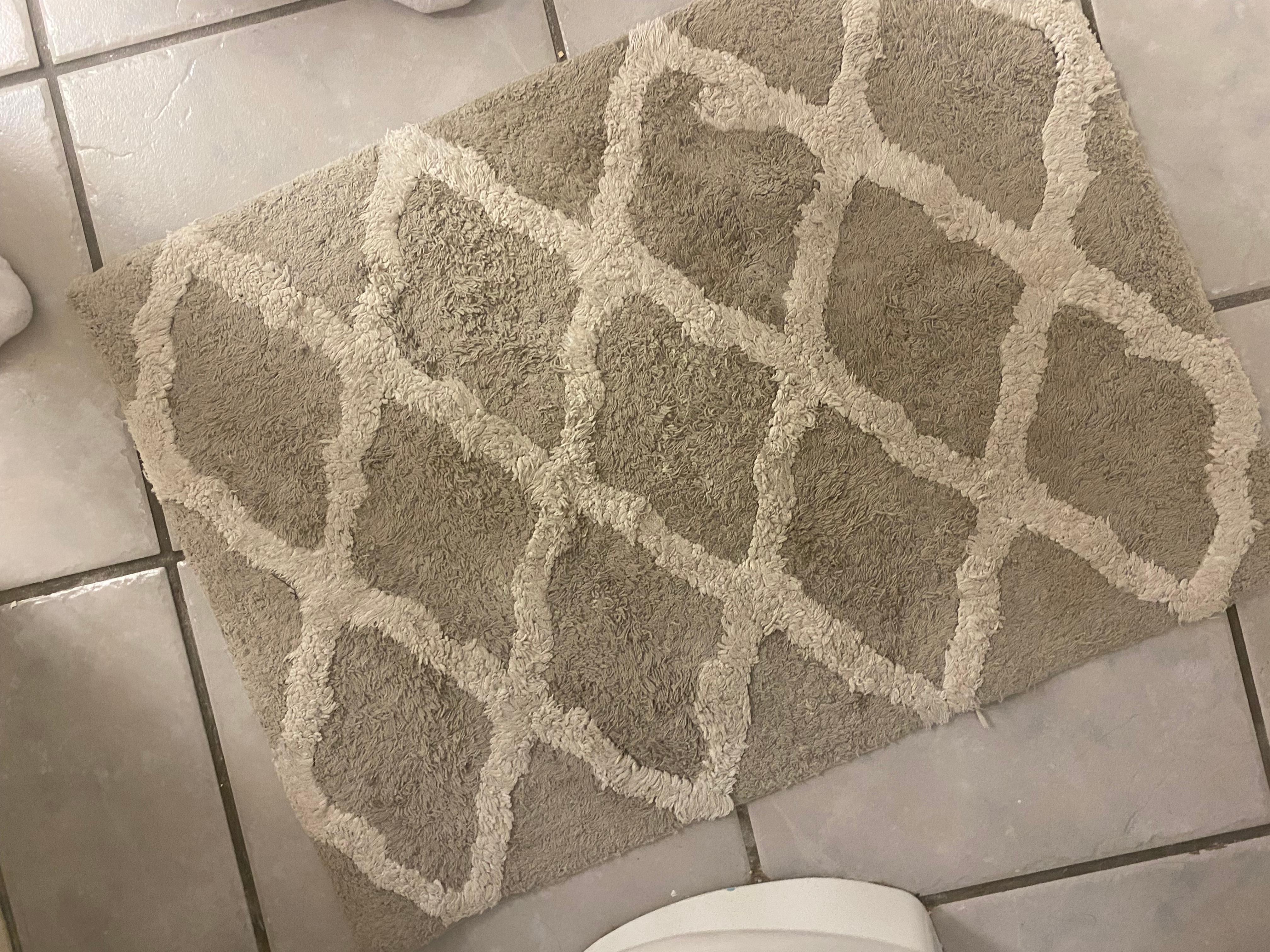 Main bathroom rugs worn and dirty. 