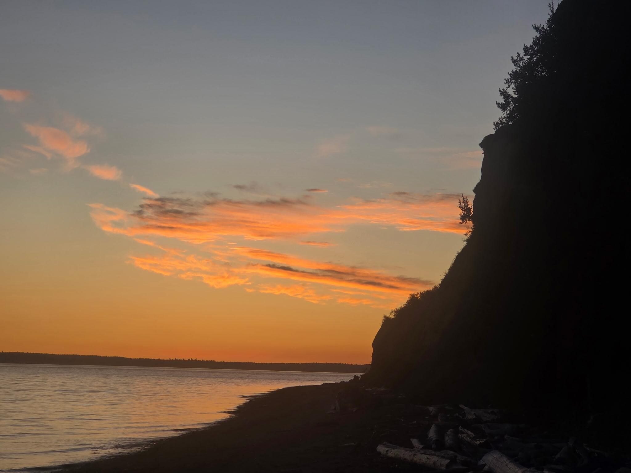 The beach is 145 stairs down (and up) and I went twice. This was sunset one of the times. 