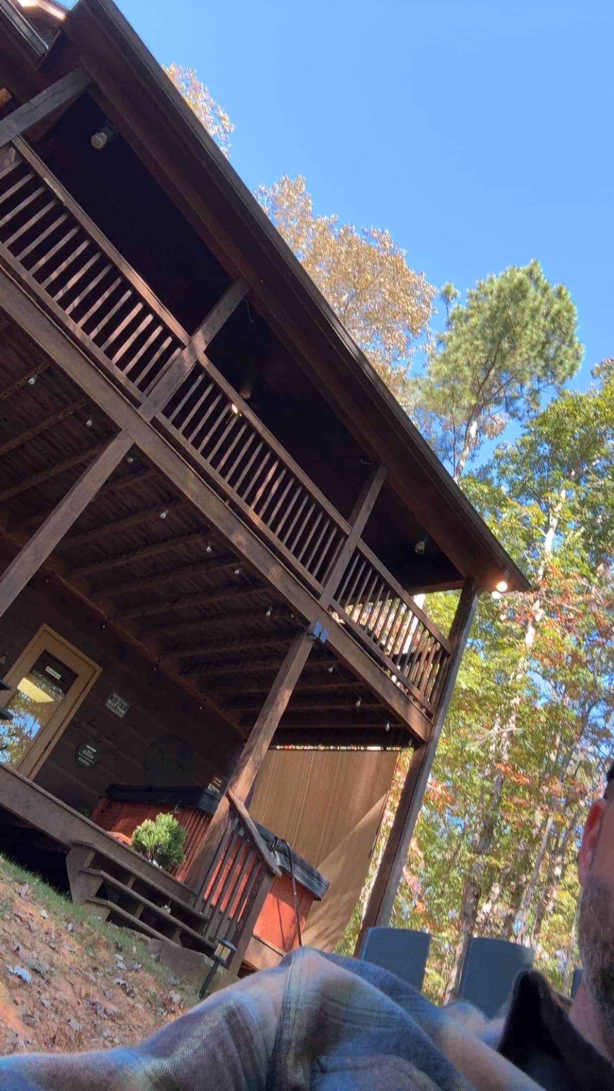 Sitting around the fire pit. 