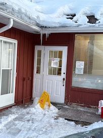 This is a tiny snapshot of ice at entrance to rooms