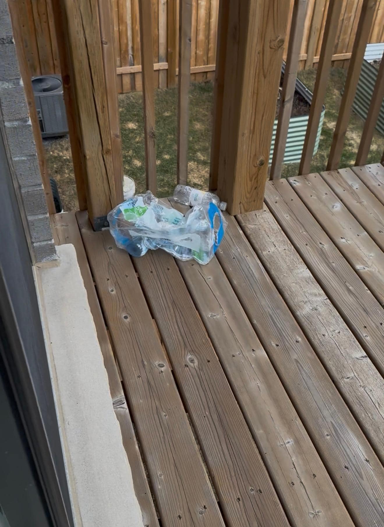 Little patio littered with garbage