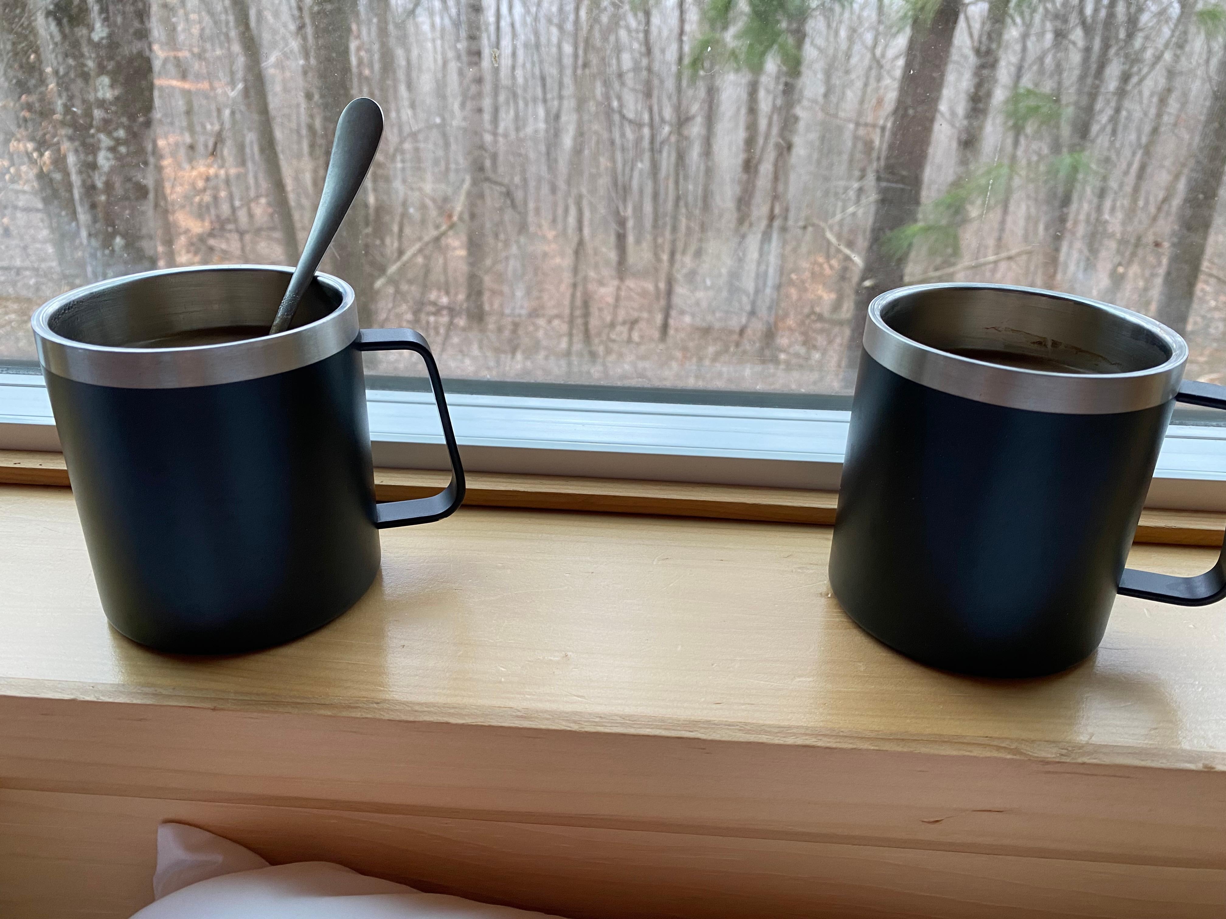 Watching it snow while having coffee