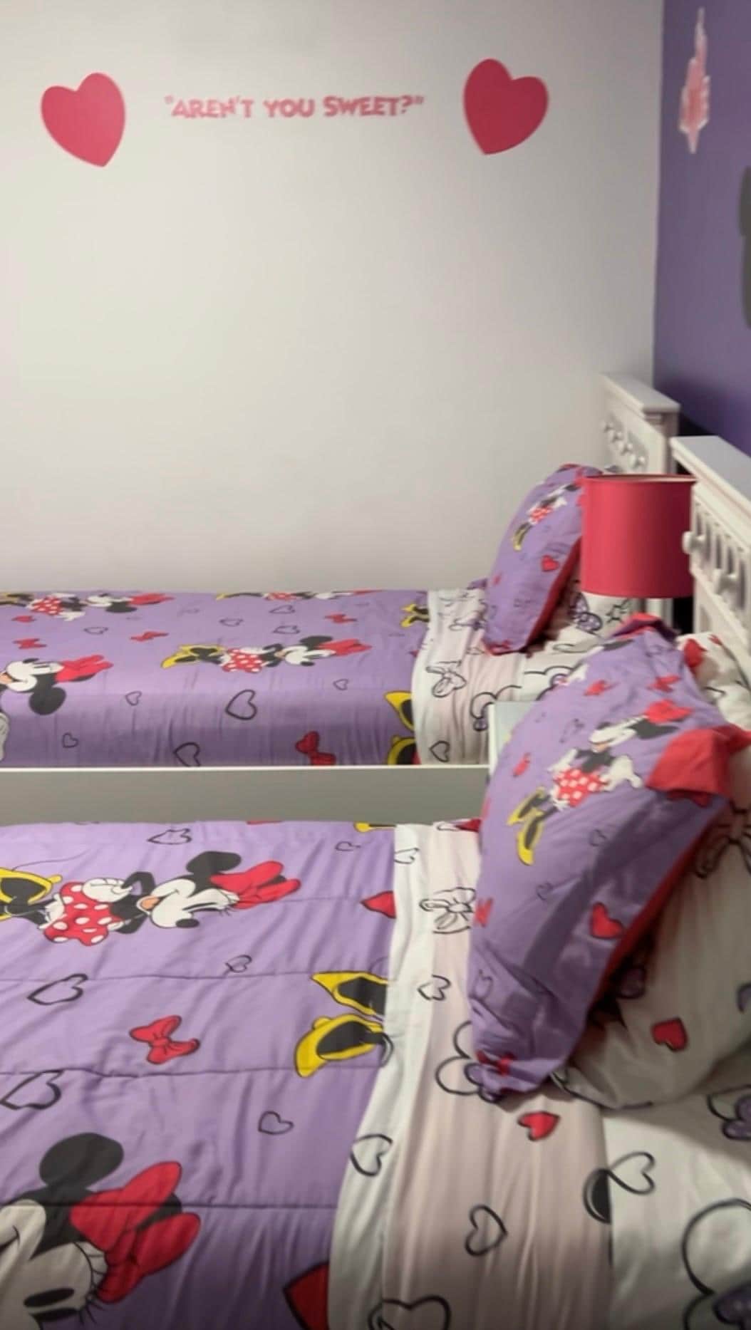 Very cute Mickey and Minnie rooms with tvs and video games 