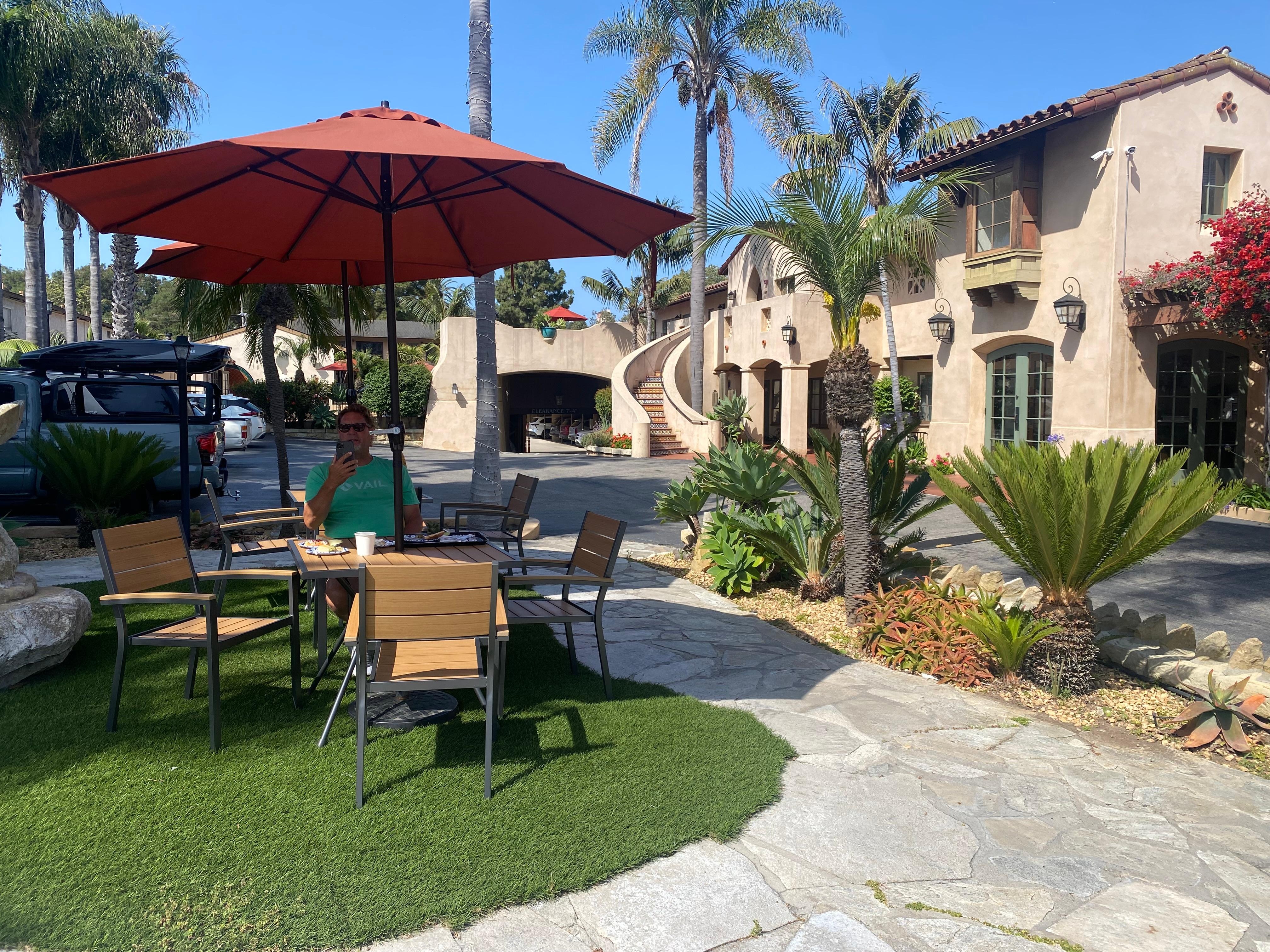 Sitting area outside. Beautiful for wine time