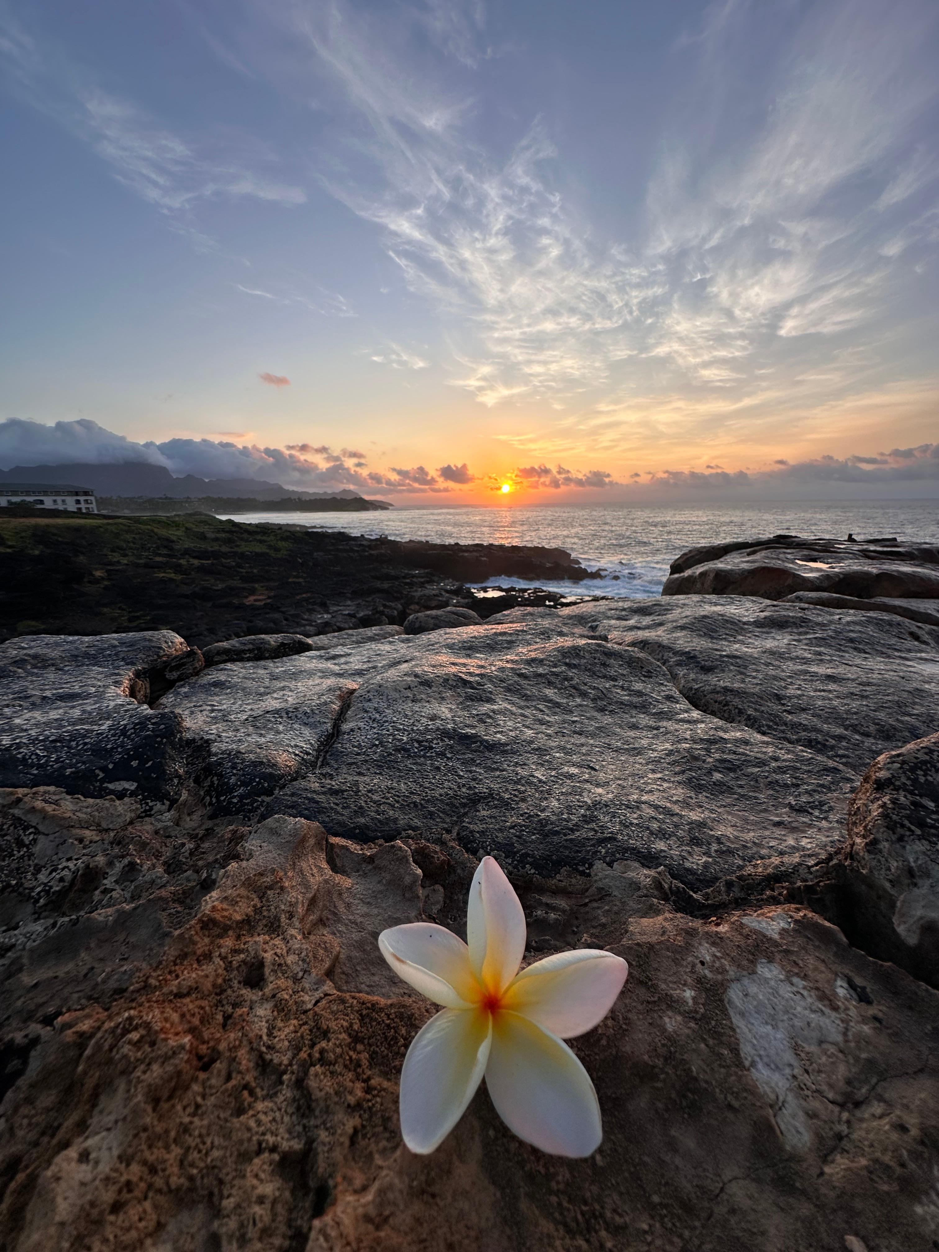 Sunrise from the path to the left of the parking lot on the rocks