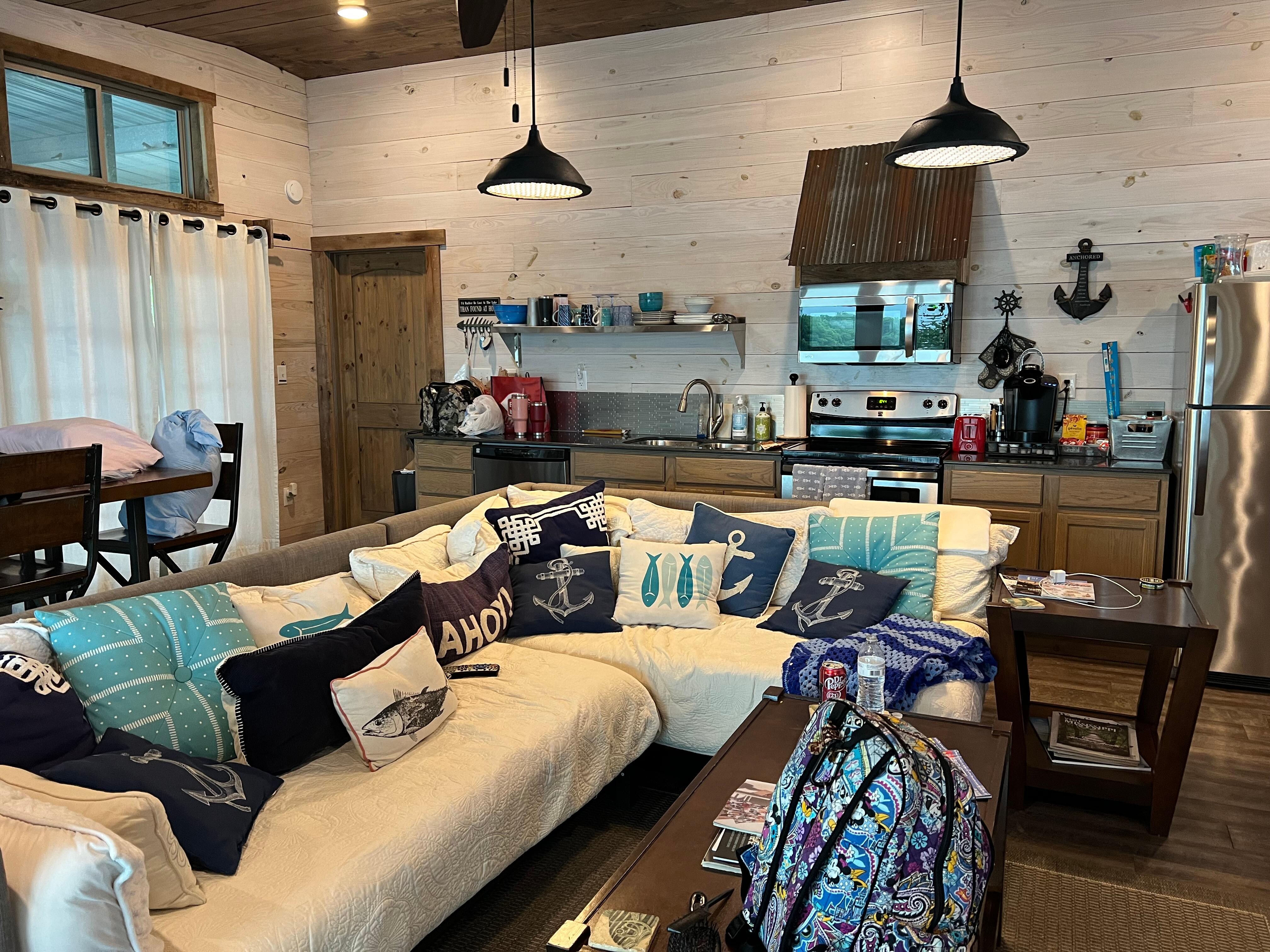 Living room/kitchen when looking from the porch area