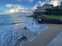Beach access at the property. Too rough in my opinion for swimming, but really beautiful.