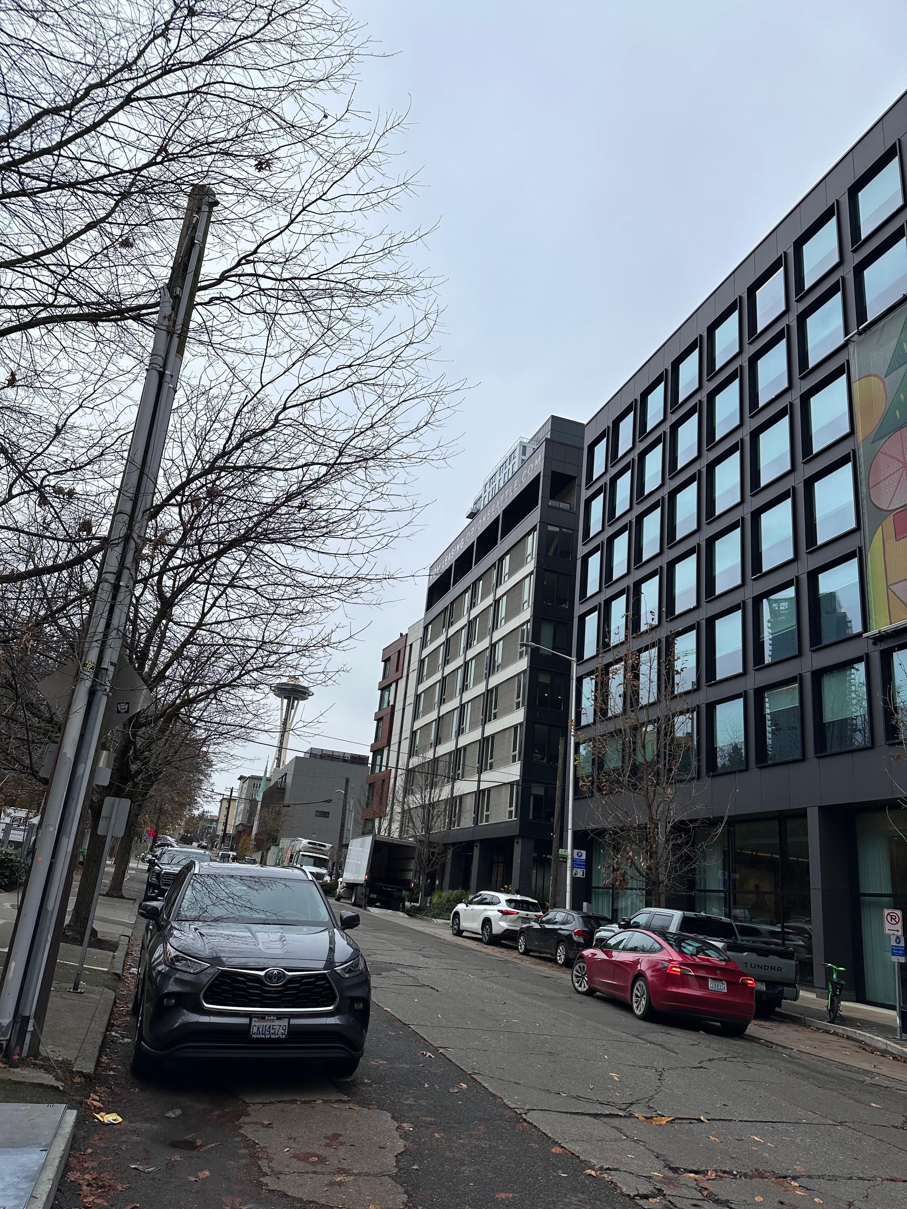 Street view from CitizenM facing the Space Needle