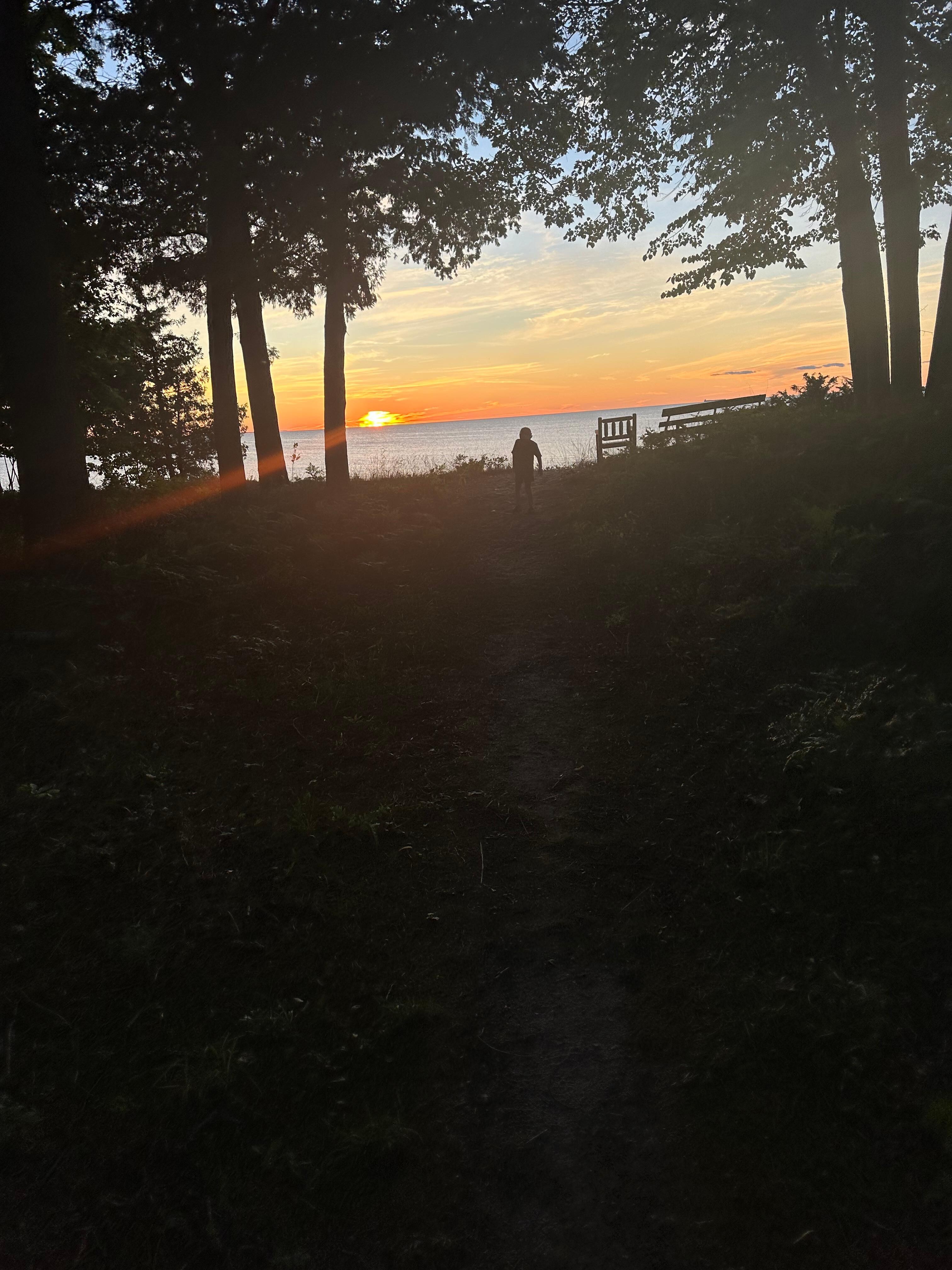 Beautiful sunsets, trail leading to beach 