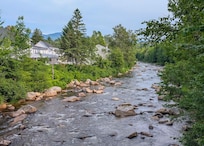 View of the backside of the inn from the bridge