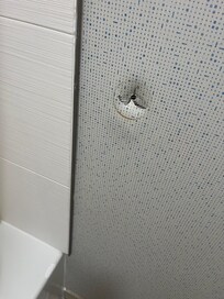 Hole in bathroom wall from the doorknob