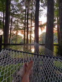 Relaxing in hammock