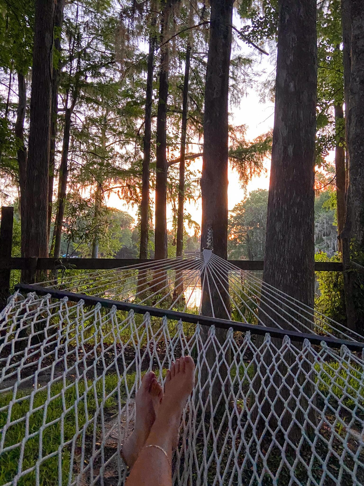 Relaxing in hammock
