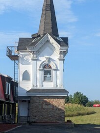 The tower outside the hotel.