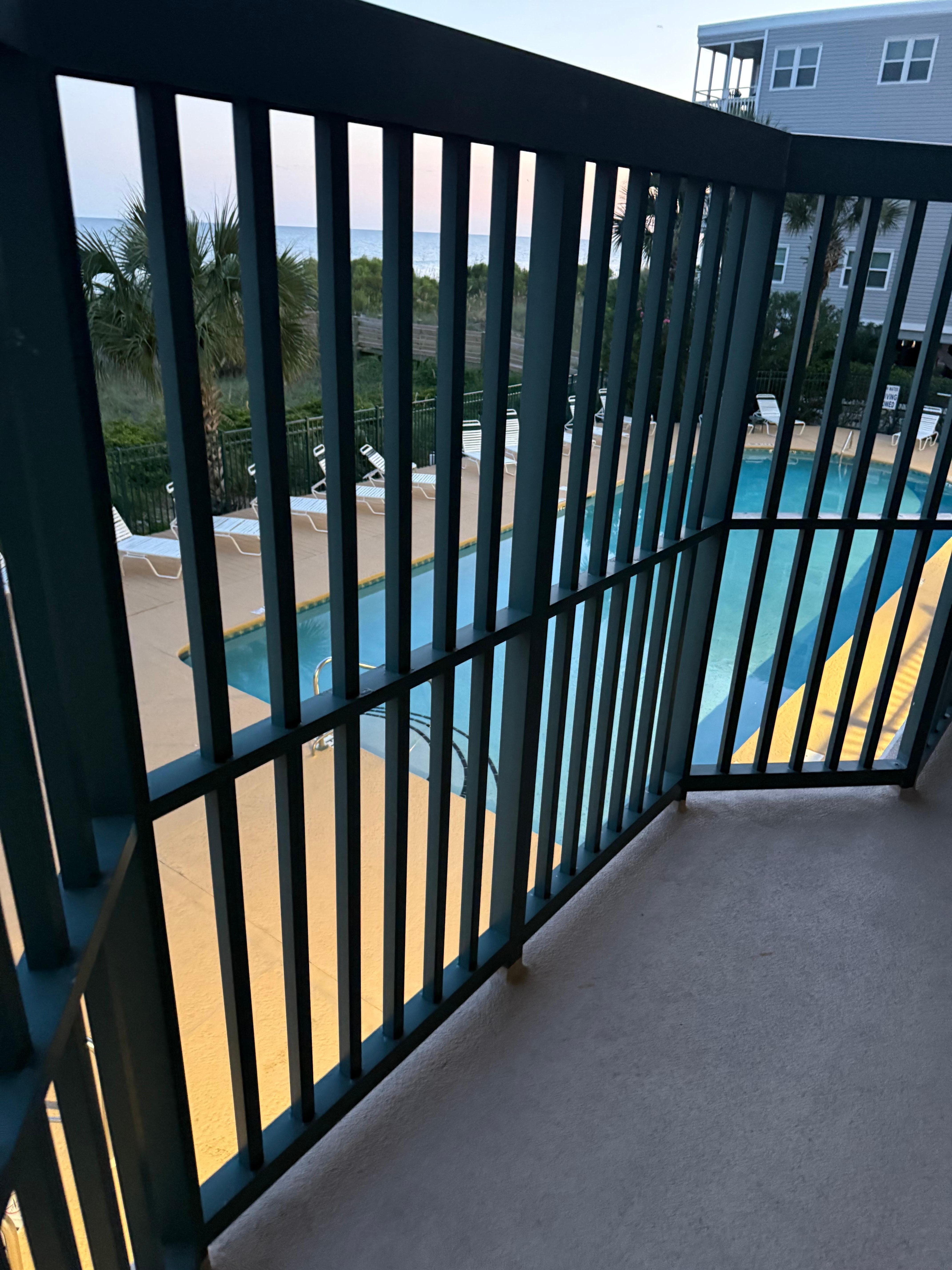 This is actual view - its a talk railing on  first floor . Not a big issue. 