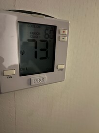 Set AC as cold as we could, but wouldn't get any colder than 73.