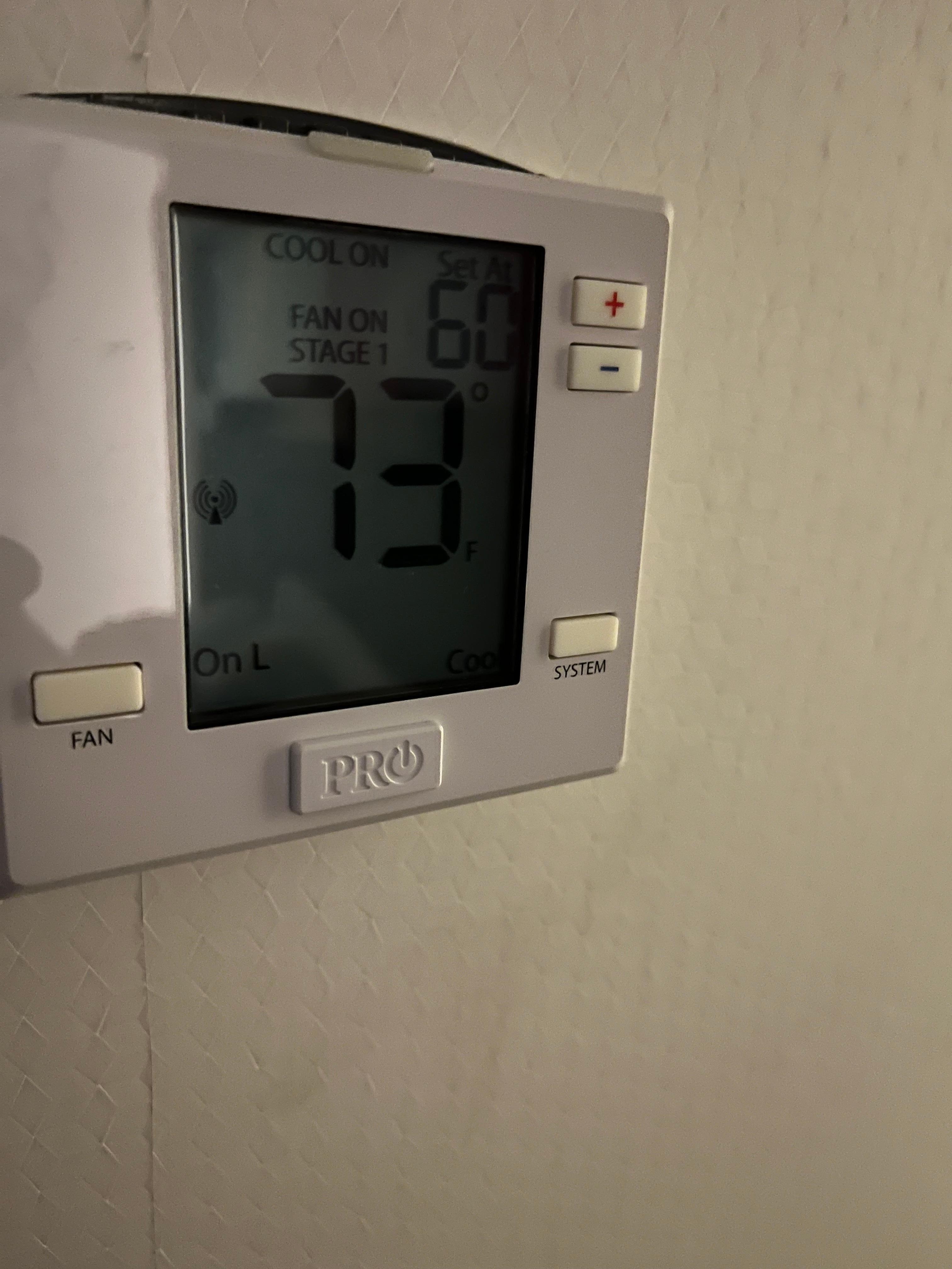 Set AC as cold as we could, but wouldn't get any colder than 73.