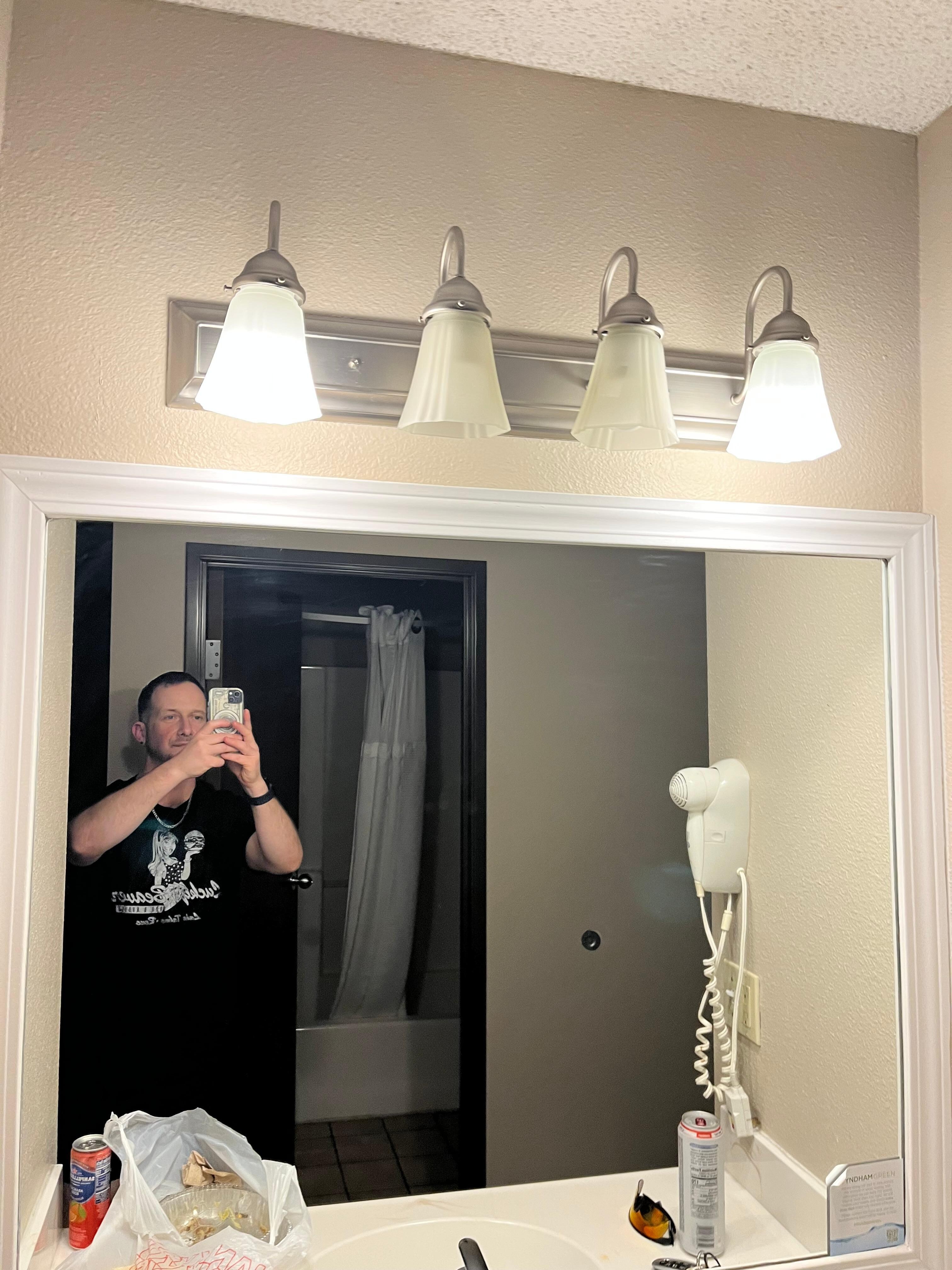 Busted vanity with a faucet that shoots water out at you 