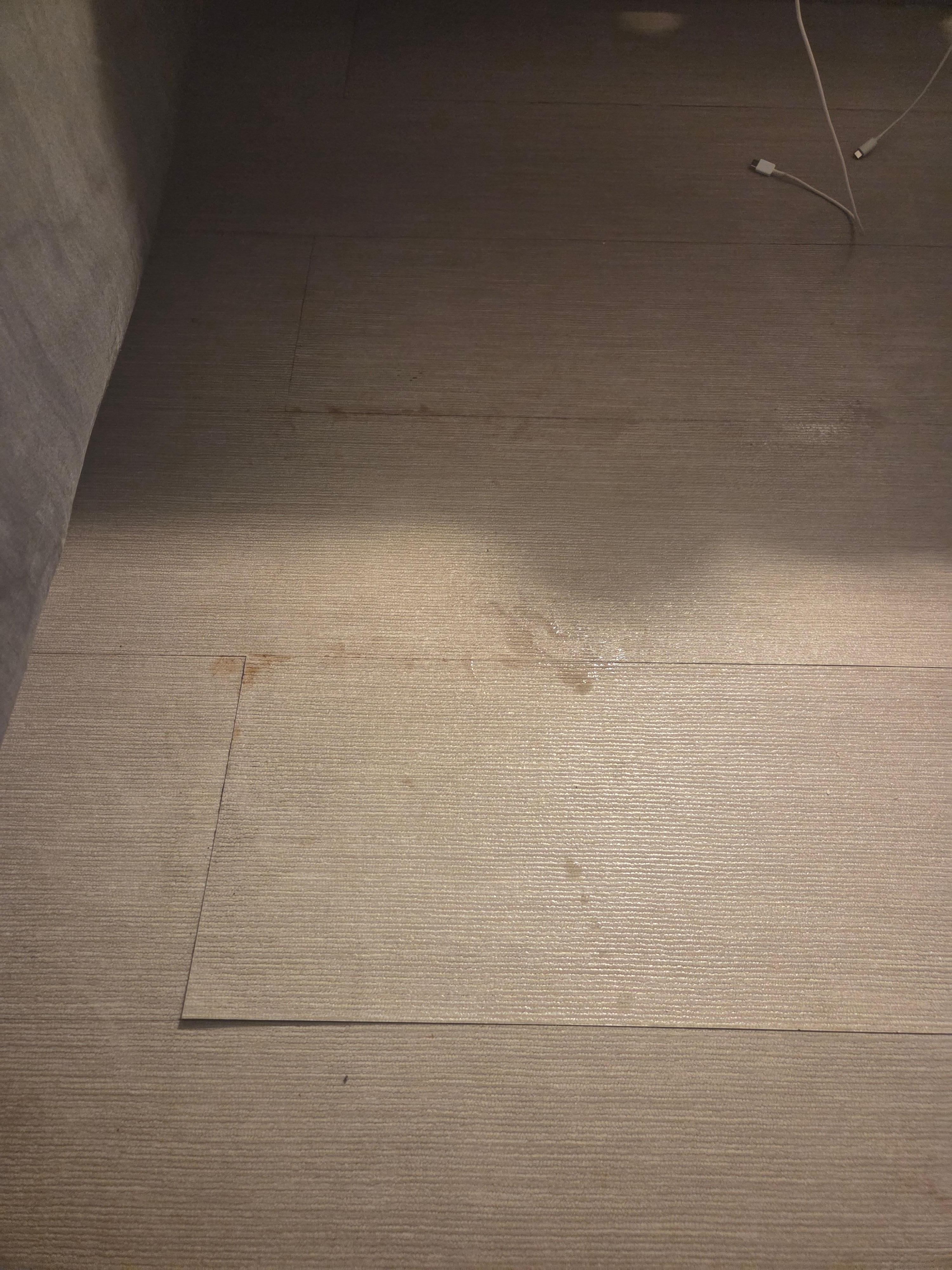 Water coming through floor tiles. 