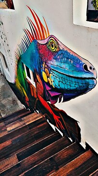 Mural going upstairs to the patio/sun deck