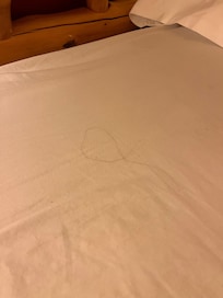 Long black hairs. Not mine on sheets and pillows. One pillow smelled like perfume.