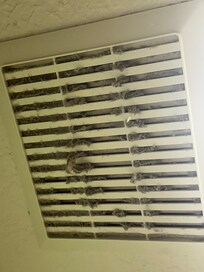 Ceiling fan in downstairs bathroom midway through me cleaning it