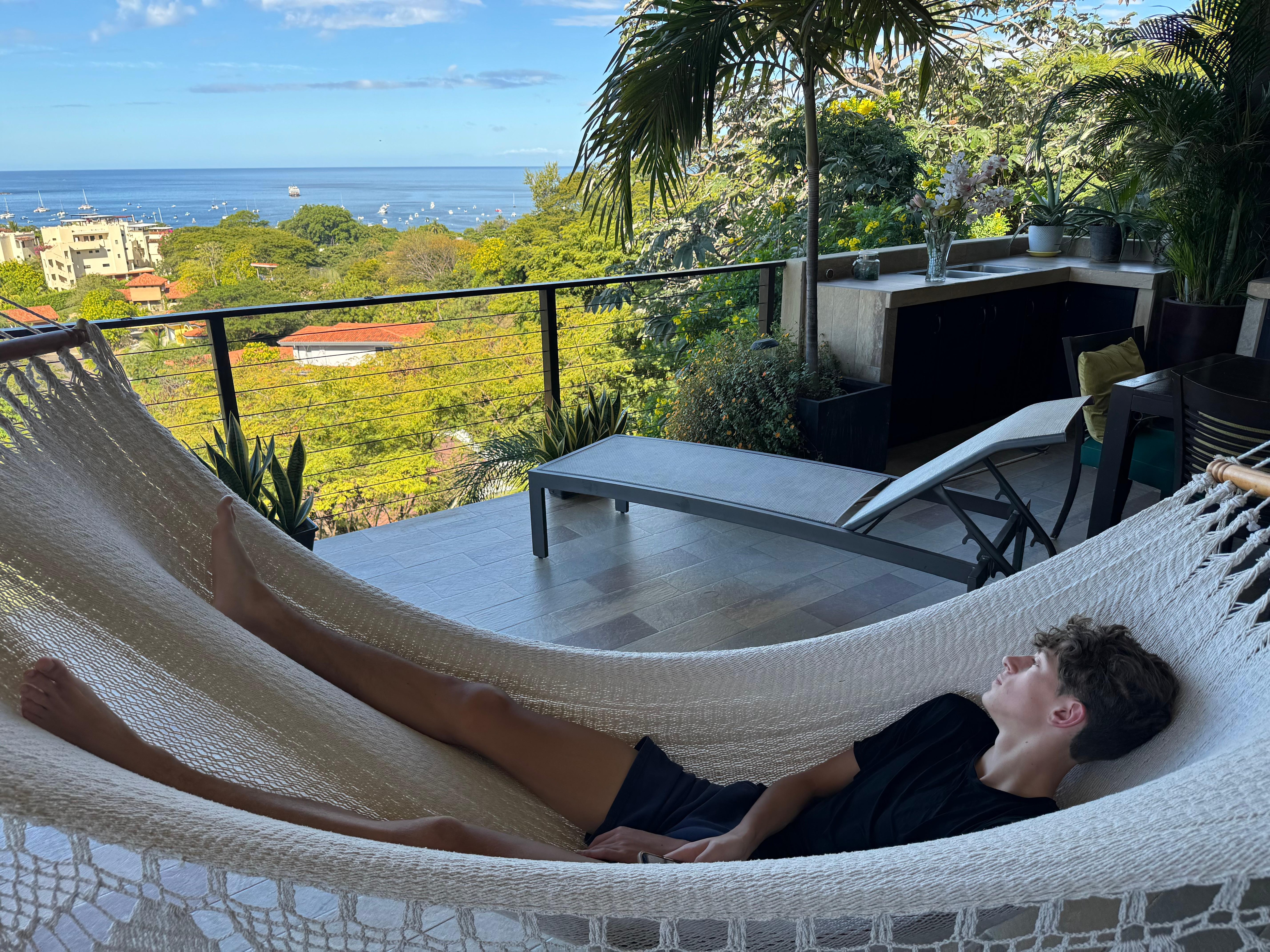 Ashton taking a nap in the hammock 