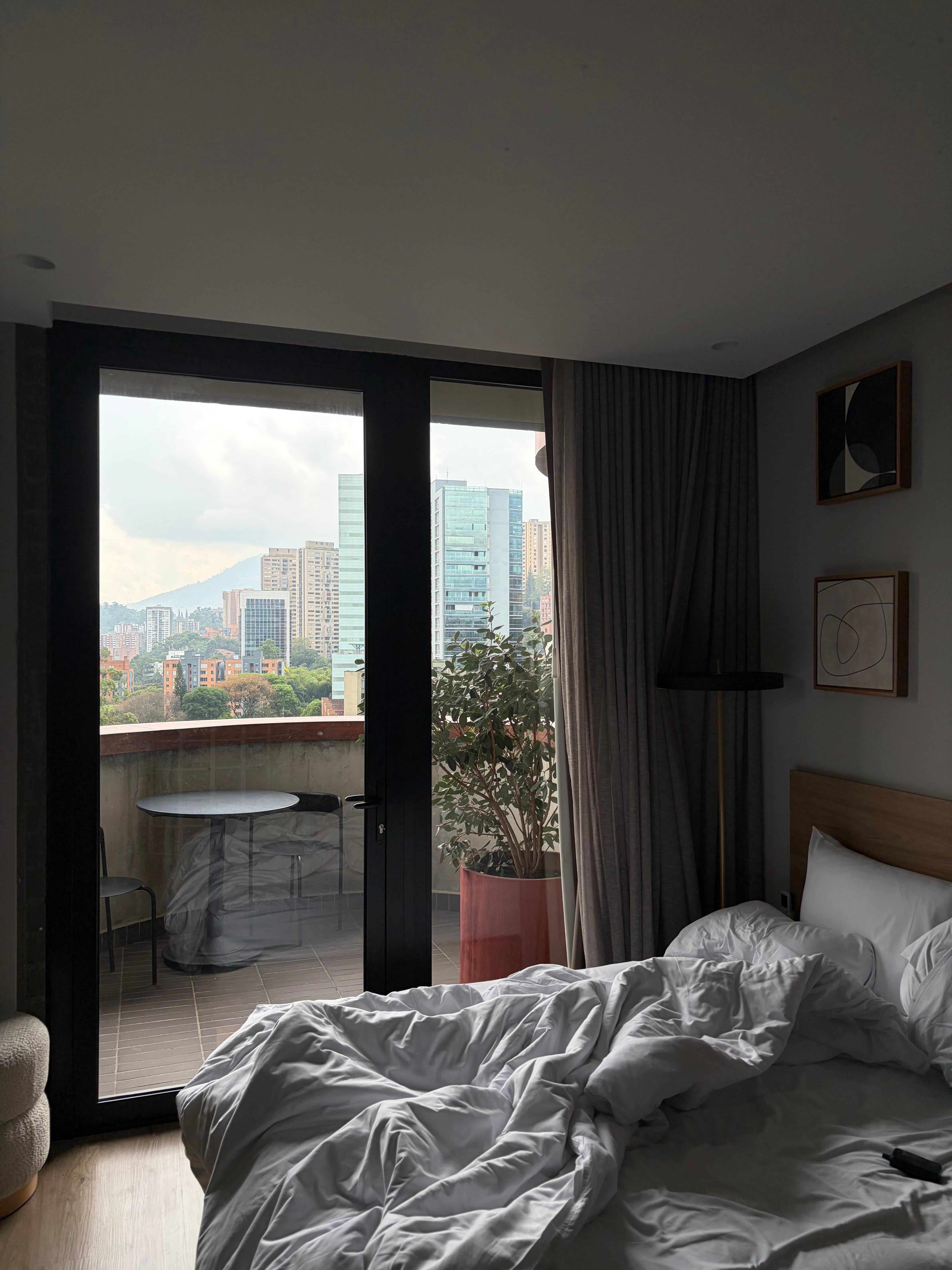 nice view from indoors in junior suite (apologies for the unmade bed)