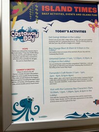 Activities offered during our stay! They have papers available at the front desk!