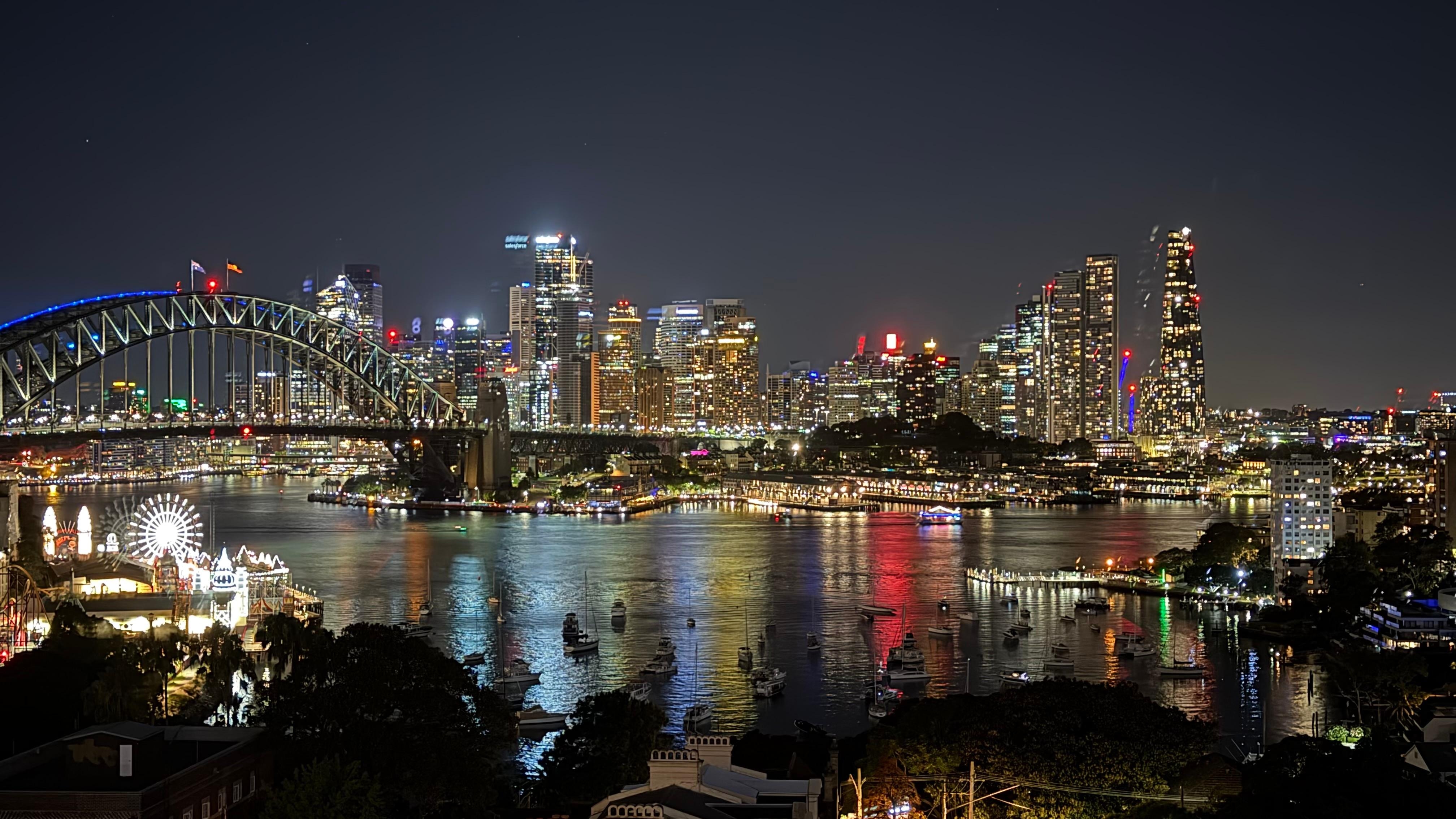 View of Harbor Bridge in the night