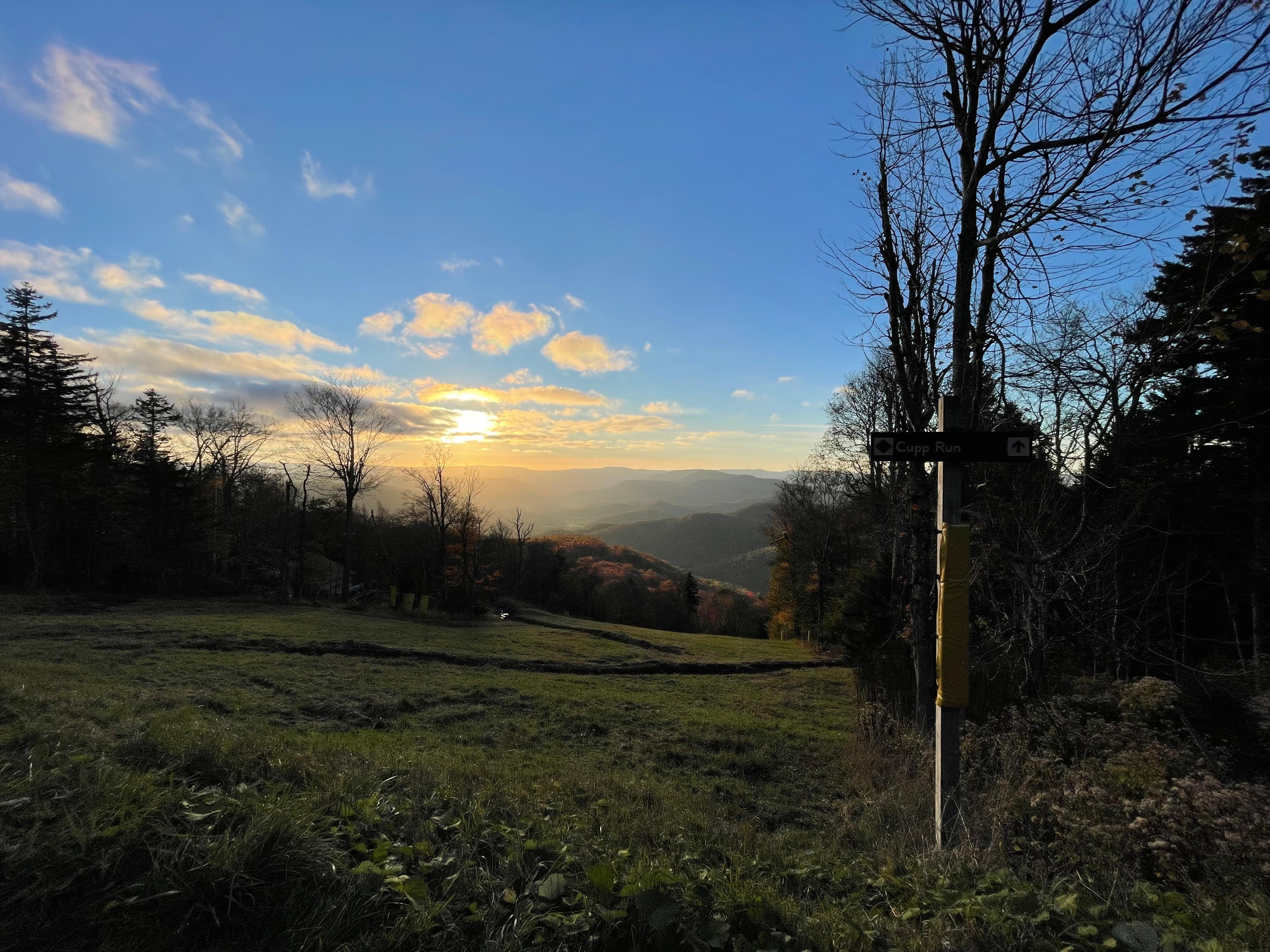 The slopes are a short walk away.  We watched mountain bikers during our mid-October stay. 