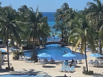 View from the first-floor balcony outside of the lobby.