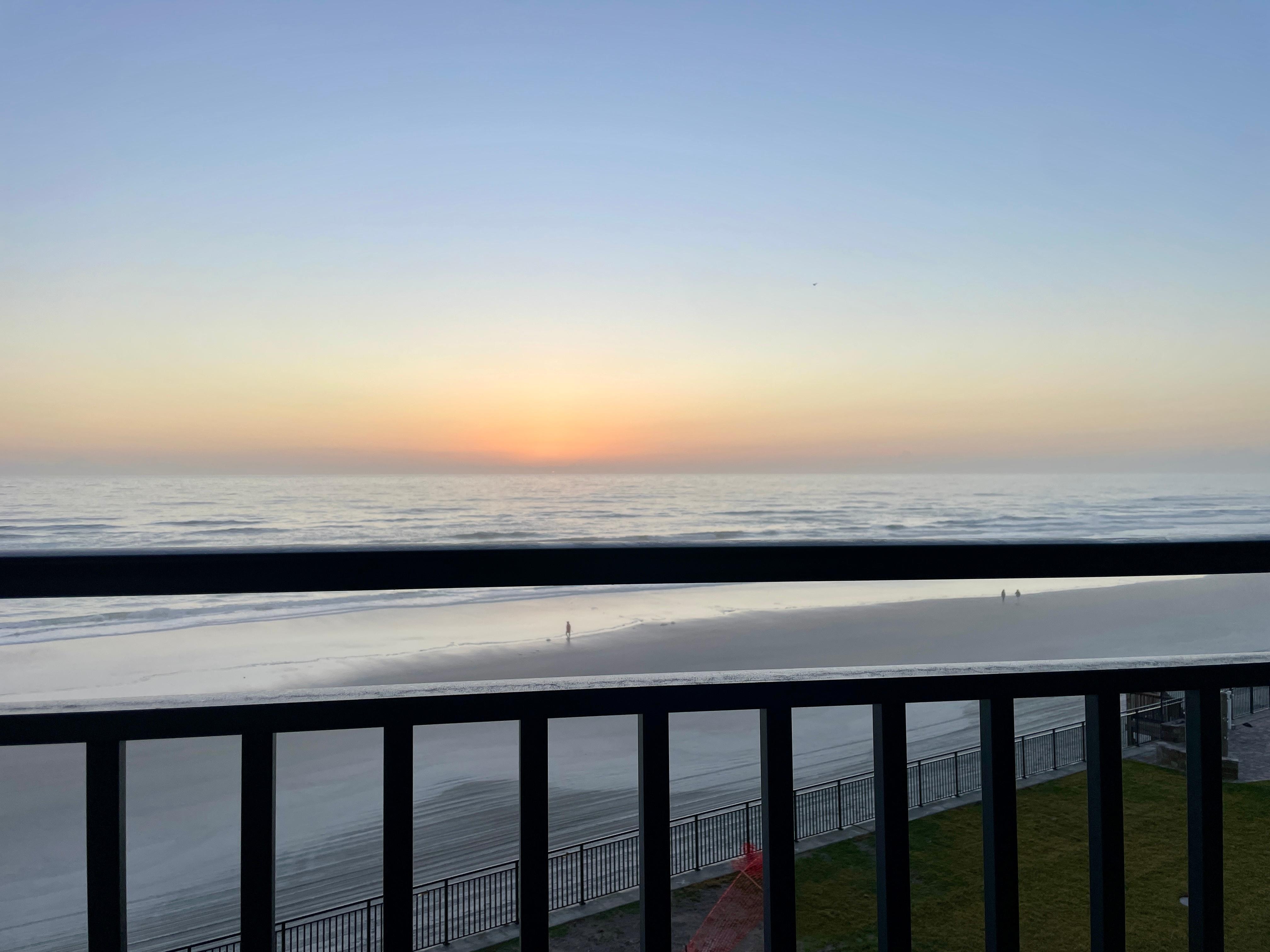 View of sunrise from balcony