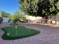 Putting green in backyard
