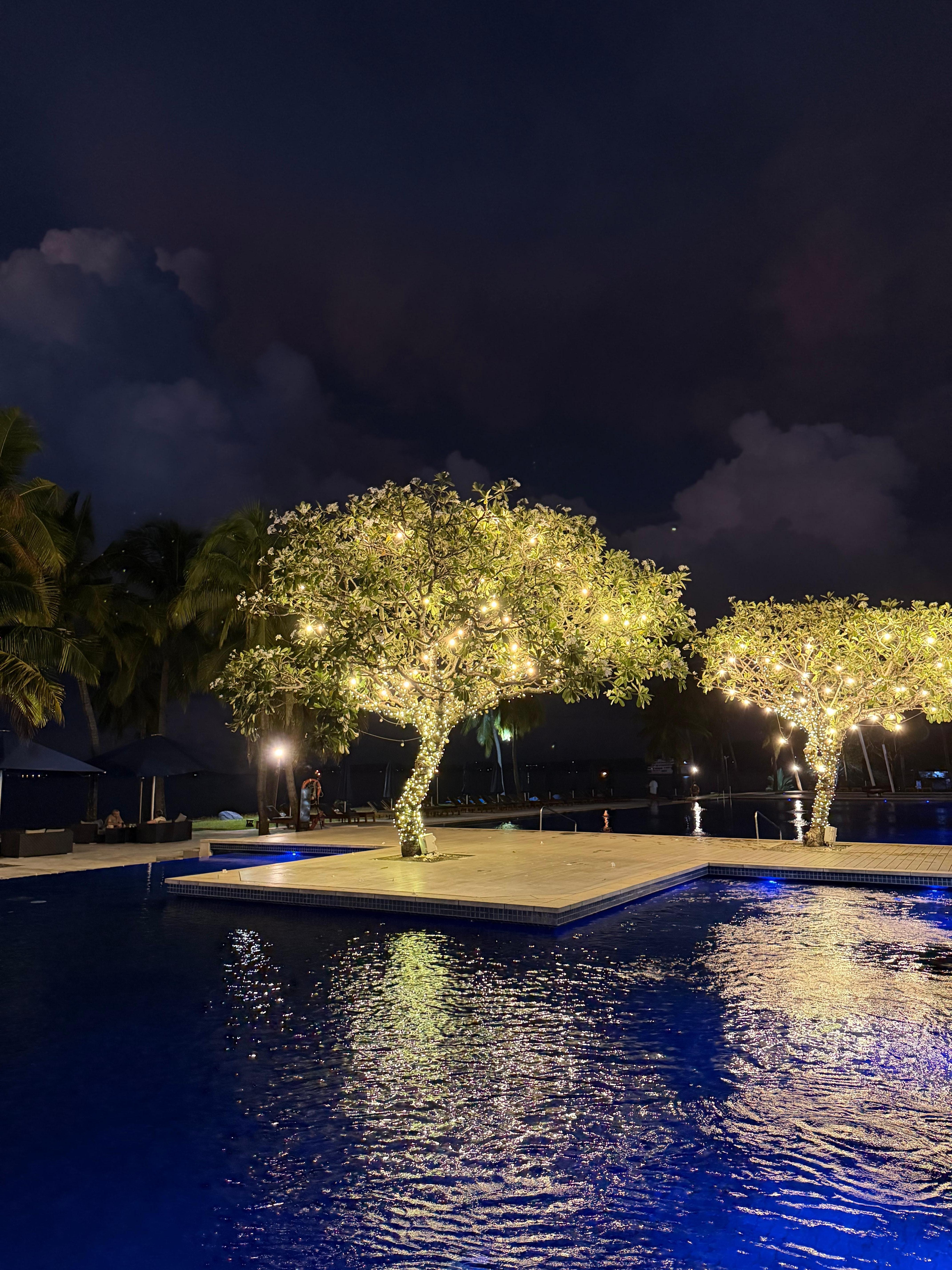 Pool area at night