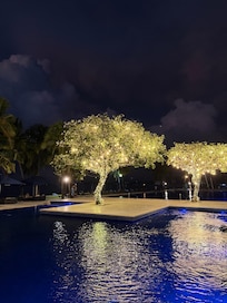 Pool area at night