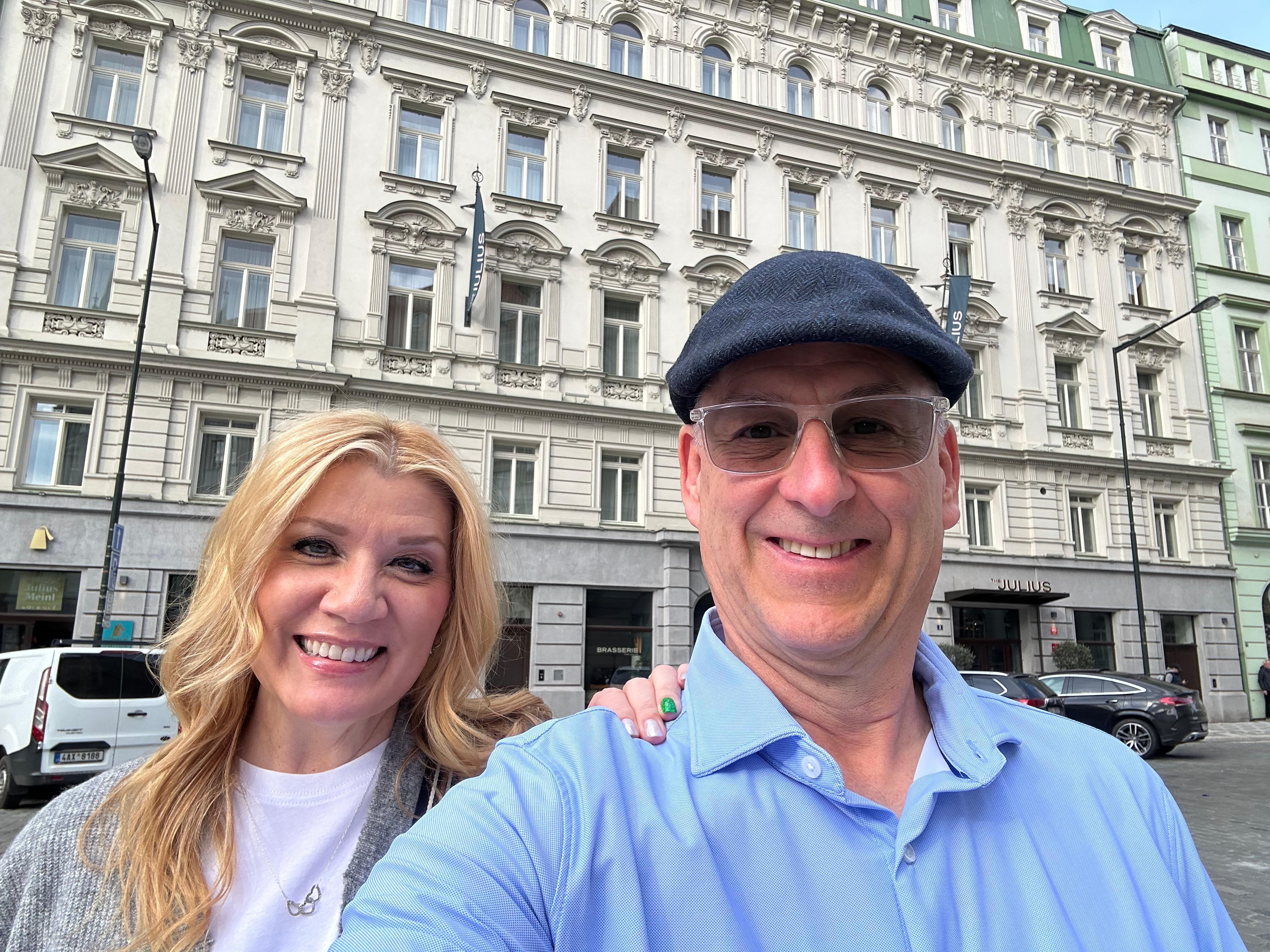 In front of the Julius Prague