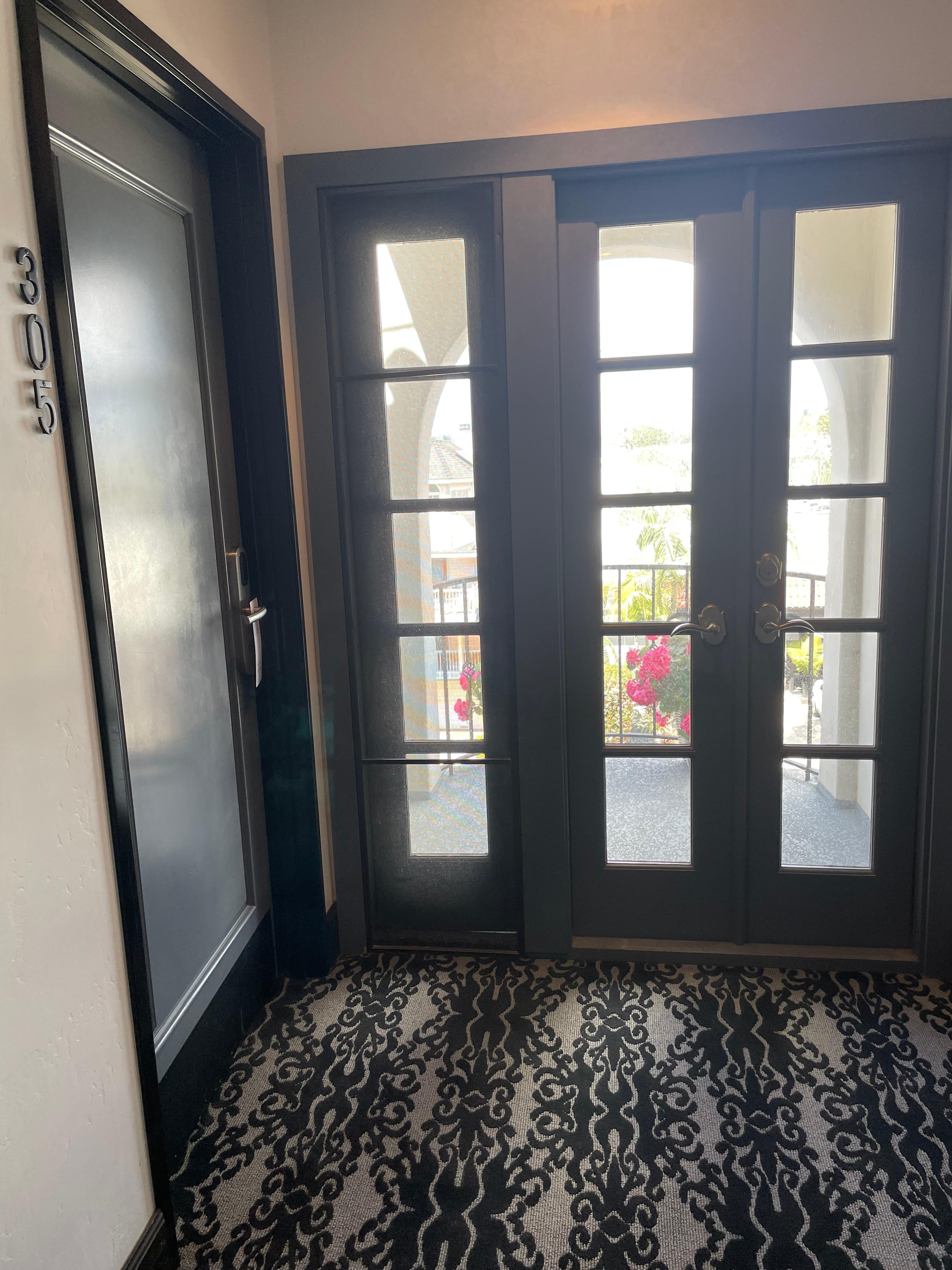 Balcony at the end of a hallway