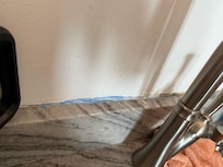 Still tape on the backsplash from construction.