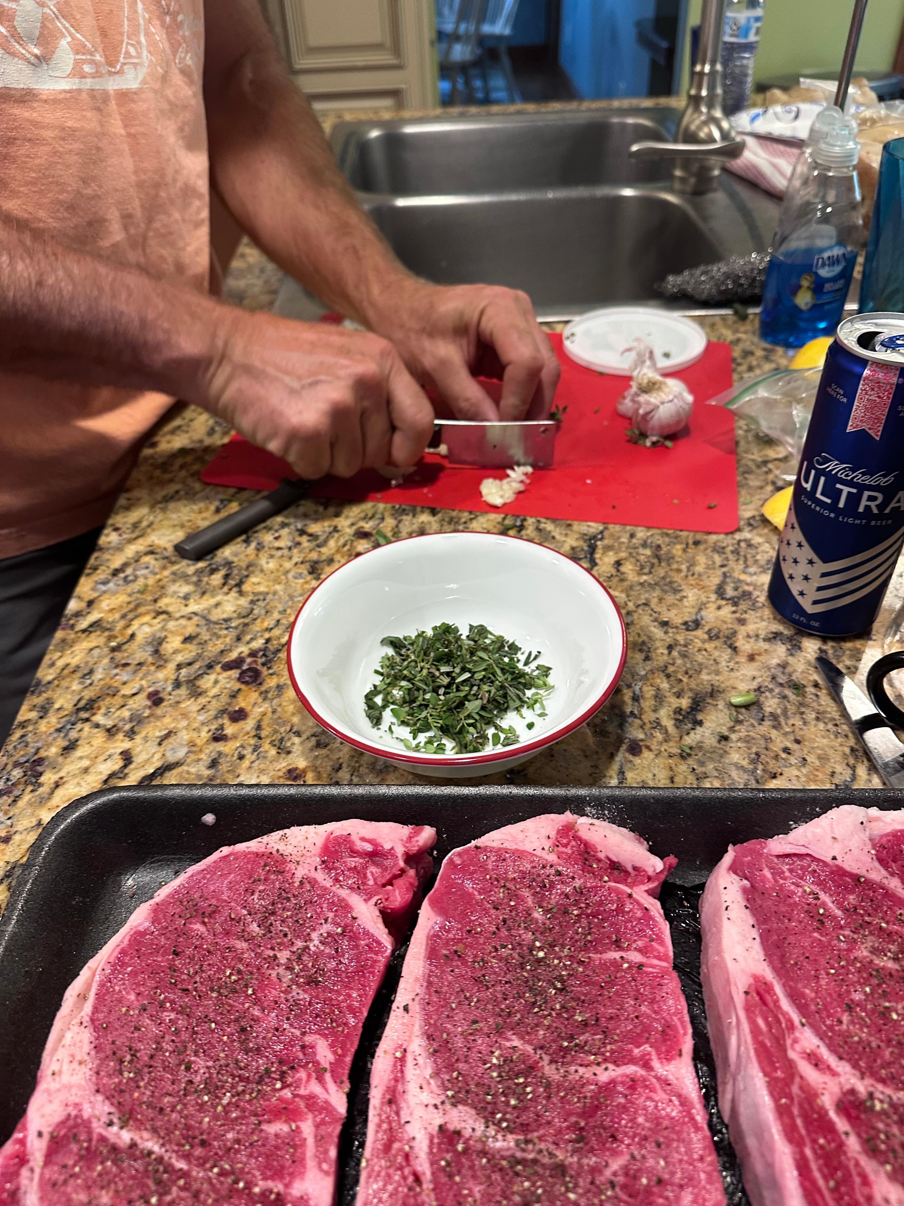 Meal prep for large grill.