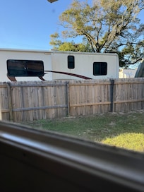 View of RV from kitchen window